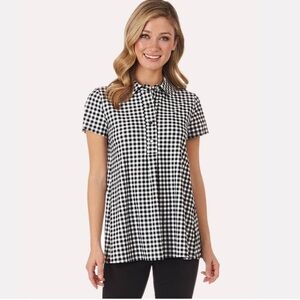 Jude Connally Devyn Black & White Check Top Sz Small Preppy Country Club Classic